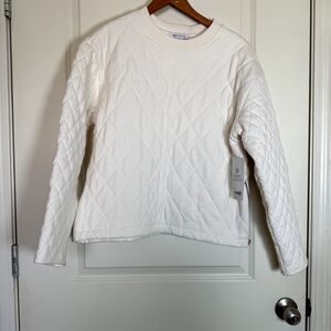 NWT Athleta Retro Plush Quilted Crew Neck Sweatshirt in Ivory Size Medium